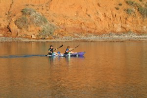 B Kayaking below the cliffs red