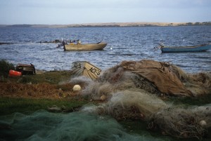 AA Drying fishing nets on a Coorong beach